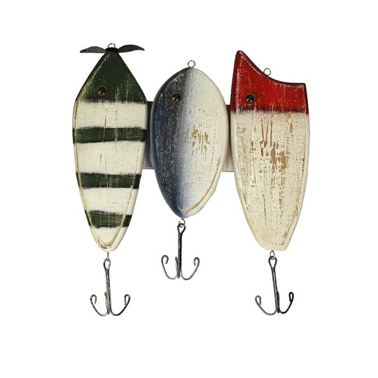 decorative wooden fishing lures Christmas Ornaments 12-Pack-Antique Set of three rustic fishing lure wall plaques adds vintage nautical charm to any room Vintage Fishing Lure Wood Print